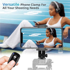 UBeesize Cell Phone Tripod Mount with Wireless Remote, Selfie Stick Monopod Head and Tripod Adapter Stand Holder Compatible with Phone Android and All Phones White