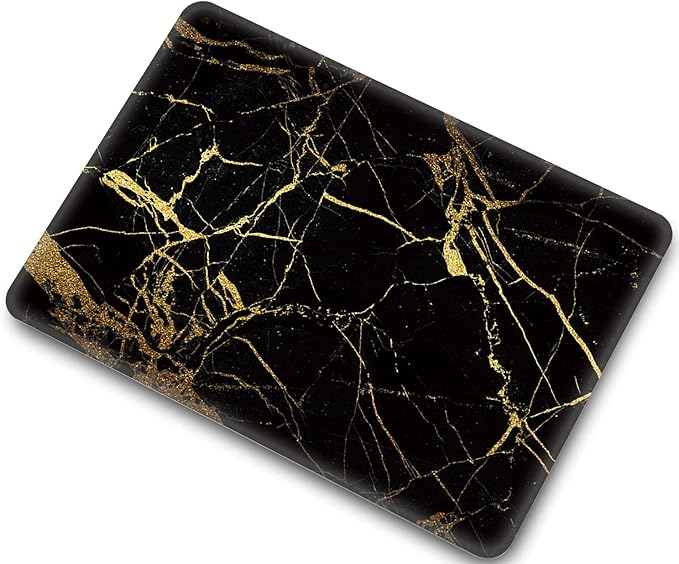 Black Gold Marble Laptop Cover Compatible with MacBook Air 13/13.3 Inch Case 2017 2016 2015 2014 2013 2012 2011 2010 A1466/A1369, AMCJJ Plastic Hard Shell Case & Keyboard Cover &Screen Protector