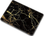 Black Gold Marble Laptop Cover Compatible with MacBook Air 13/13.3 Inch Case 2017 2016 2015 2014 2013 2012 2011 2010 A1466/A1369, AMCJJ Plastic Hard Shell Case & Keyboard Cover &Screen Protector