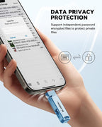 MFi Certified 256GB Flash Drive for iPhone Photo Stick, USB Thumb Drive Memory Stick High Speed USB Drive Photo Storage for iPhone Flash Drive Compatible for iPhone/iPad/Android/PC (Blue)