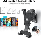PLDHPRO Tablet Wall Mount, 360° Rotation Universal iPad Holder Stand Compatible with Galaxy Tab, Surface, Fire HD, e-Readers, 7-12.9'' Tablets for Kitchen, Bathroom, Warehouse, Drilled Screw Mounted