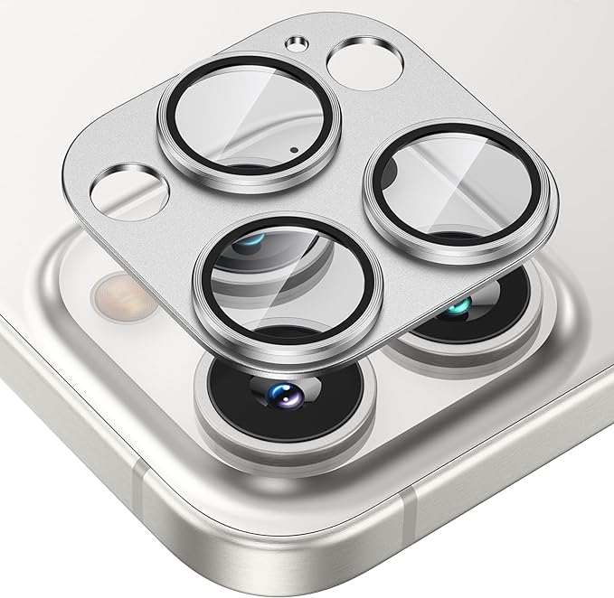 Tensea for iPhone 16 Pro/iPhone 16 Pro Max/iPhone 15 Pro/iPhone 15 Pro Max Camera Lens Protector, Metal Aluminum Alloy Tempered Glass Cover Camera Screen Protector Accessories, Case Friendly