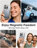 MAGIC JOHN 360° Rotatable Magnetic Invisible Stand for iPhone 15 Pro Case [Camera Control Button] [Compatible with MagSafe] 16FT Shockproof for iPhone 15 Pro Case with Kickstand, Gray