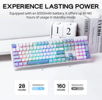 EPOMAKER TH108 Full Size Mechanical Keyboard, Wireless Gaming Keyboard with 8000mAh Battery, Creamy Gasket, 108 Keys, Hot Swap, Custom Driver, RGB Backlight (Blue&White, Sea Salt Silent)