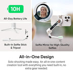 Insta360 Flow 2 Pro Creator Bundle White - Foldable AI Phone Gimbal, Apple DockKit, 360º Pan Tracking, Free Tilt Mode, Built-In Tripod/Selfie Stick, Portable Vlog/Travel Stabilizer, Spotlight, MagSafe