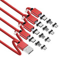 Magnetic Charging Cable 3A Fast Charging (4-Pack, 3.3/3.3/6.6/6.6 ft) 3 in 1 Magnetic Phone Charger, 480Mbps Data Transfer, USB A to Type C Charger Cable USB-C/Iproduct Micro USB Device (Deep Red)
