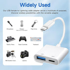 [Apple MFi Certified] Lightning to USB Camera Adapter with Charging Port, Portable USB3.0 Female OTG Cable Adapter for Select iPhone, iPad Models, Support Card Reader, USB Flash Drive, Keyboard, Mice