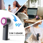 [2025 Upgrade Portable Cooler Handheld Fan, [Coldest Turbo Hand Fan] 15000RPM 24H Max Cooling Time Highly Speed (1-100) Hand Fan, Collapsible Mini Small for Travel, Office (Grey)
