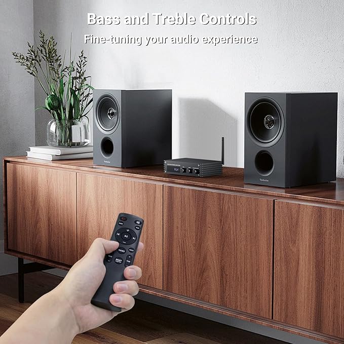 Inwa Bluetooth Audio Stereo Amplifier, 200W Dual Channel Mini Hi-Fi Stereo Receiver, 2.0CH Power Amp w/HDMI(ARC), Opt, Coax, USB, RCA for Home Speakers 100W x 2 with LED Display, Bass/Treble Control