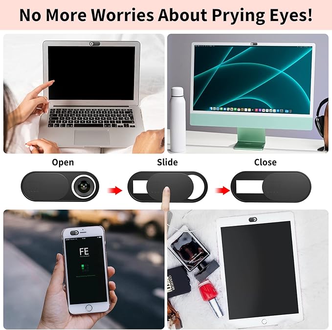 6-Pack Laptop Camera Cover Slide, Ultra Thin (0.03in) Webcam Privacy Cover for MacBook, iPhone, iPad, iMac, PC, Cell Phone & Computer Accessories (3 Pack Small+3 Pack Big)