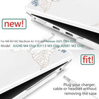 TWOLSKOO Compatible with M4 MacBook Air 13.6 inch Case 2025-2022 Release M4 A3240 M3 A3113 M2 A2681, Plastic Hard Shell & Keyboard Cover & Type C Adapter & Screen Protector, Engraved Sketch
