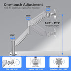 Suptek Ultrawide Monitor Arm Mount for 17 to 43 Inch Heavy Duty Curved Screen,Holds 28.6 lbs,Adjustable Gas Spring Monitor Arm Desk Mount Stand,75/100 Vesa Mount,Silver(MD71MS)
