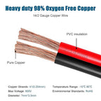 14 Gauge Wire 2 Conductors Copper Wire, 14 AWG Battery Cable Oxygen Free Copper Wire for Solar Panel, Automotive, Trailer, RV and Speaker (14 Gauge 200FT)