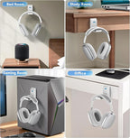 Headphone Stand, Wall Mount Headset Hanger, Gaming Headphone Holder Hook Clip, Foldable Headset Stand Desk Holder for PC Earphone Accessories, White(2 Pack)