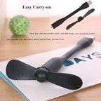 Mini USB Fan, Portable Pocket Fan USB-A Powered Little Cooler, Quiet Operation, for Home Office Car Outdoor Travel- 4 Pack (Black)