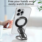 RESPECTED-BRO-Magnetic-Phone-Grip-Stand-with-Finger-Strap, 4-in-1 Magnetic Ring Holder, Kickstand and Elastic Strap for Smartphones, Universal Fit for iPhone, Android, and Cases (Black)