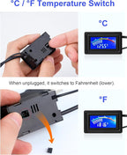KEYNICE Digital Thermometer, Aquarium Thermometer, Digital Temperature Gauge, Temperature Monitor with Sensor, USB Power Supply, ℉ and ℃ Switchable, LCD Display, USB Thermometer Indoor Outdoor