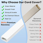 126in Cord Hider Kit, ZhiYo Cord Covers for Wall Mounted TV, Paintable Wire Cover for Cords, TV Cable Hider Wall Kit, Wall Cord Concealer, Cable Cover Wall Wire Management, 8xL15.7in W0.95in H0.55in