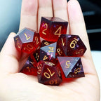 Haxtec Sharp Edge DND Dice Set Purple Red Resin Dice Silver Flakes D&D Dice for RPG Role Playing Games Compatible with Dungeons and Dragons Gift War Series