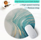 ITNRSIIET Round Mouse Pad with Stitched Edge Premium-Textured Waterproof Non-Slip Rubber Base Desktop Protection Mat Diameter 8.7 inches, Annual Ring Marbling