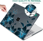 Tuiklol Case for 15 Inch Microsoft Surface Laptop 5/4/3 2022-2020, Model 1979/1953/1872/1873 Hard Shell Cover, Keyboard Cover+Screen Protector+Dust Plugs,Black Lilies Flowers