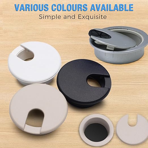 Desk Grommet 1-3/8" (35 mm), Desk Cord Hole Cover, Cable Grommet ABS Plastic, Desk Hole Grommet for Office and Home Table Cable, Detachable Cable Cord Organizer (White 2 Pcs)