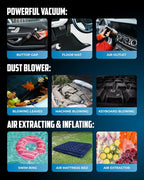 Owleys Portable Car Vacuum Cleaner “CrossClean 2-in-1 Vacuum & Air Blower | 120W High-Power | 8 Attachments | 12V Rated Voltage | Cordless, Lightweight & Rechargeable via Type-C Cable