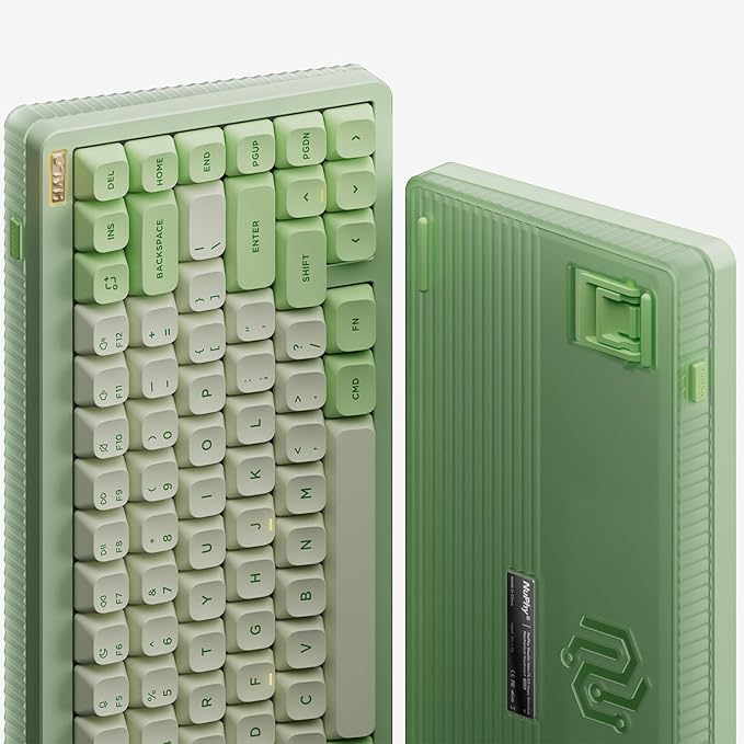 nuphy Halo75 V2 Mechancial Gaming Kyeboard,75% Wireless Hot Swappable Bluetooth Keyboard,83 Kyes RGB Backlit Keyboard,Support Bluetooth/2.4GHz/USB-C (Green, Silent Red Clear-Top (45gf))