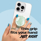 OnTheGrip Cute Natural Seashell Design Round Shape Collapsible Mobile Phone Grip Stand Holder for Smartphone Tablet Cell Phone Accessory (Aqua Blue)
