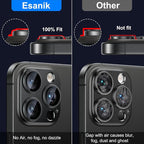 Esanik Upgrade 2 Pack for iPhone 15 Pro/iPhone 15 Pro Max Camera Lens Protector, Aluminum Alloy Metal matte Case Tempered Glass Camera Screen Cover, Scratch Resistant Case Friendly (Black)