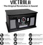 Victrola Aviator 8-in-1 Bluetooth Record Player & Multimedia Center with Built-in Stereo Speakers - 3-Speed Turntable, Vinyl to MP3 Recording, Wireless Music Streaming, Mahogany