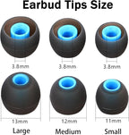 Silicone Earbud Tips - S M L, Fit Most In-Ear Earbuds (Inner Hole 3.8mm - 5.1mm), 9 Pairs