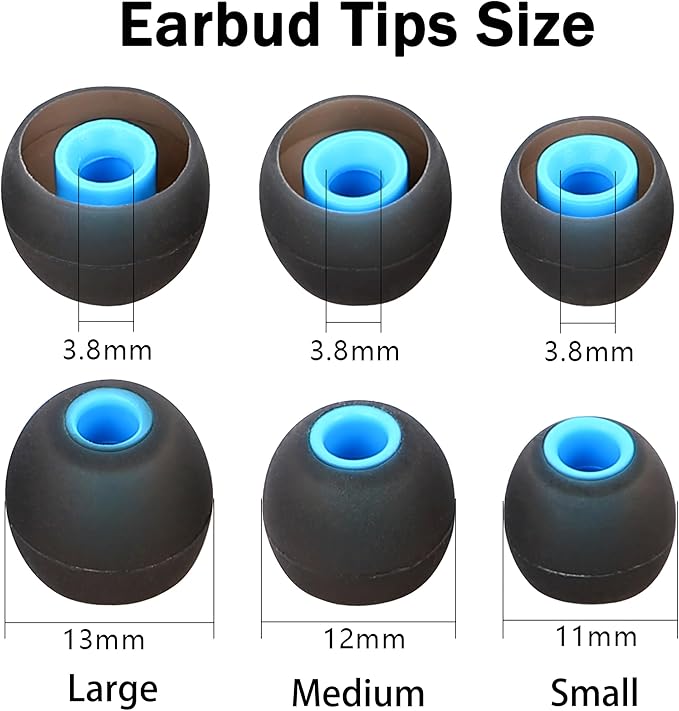 Silicone Earbud Tips Replacement - Fit Most Earbuds (Inner Hole 3.8mm - 5.1mm) - 9 Pairs S M L