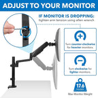 Mount-It! Single Monitor Arm Mount | Desk Stand | Full Motion Height Adjustable Articulating Gas Spring Arm | Fits 19 21 24 27 29 30 32 Inch VESA Compatible Computer Screen | C-Clamp and Grommet Base