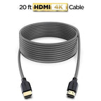 PowerBear 4K HDMI Cable 20 ft [2 Pack] High Speed, Braided Nylon & Gold Connectors, 4K @ 60Hz, Ultra HD, 2K, 1080P, ARC & CL3 Rated | for Laptop, Monitor, PS5, PS4, Xbox One, Fire TV, Apple TV & More