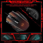 Redragon Gaming Mouse, MMO Mouse Gaming UP 12400 DPI, 19 Macro Programmable Buttons, RGB Mouse with 12 Side Buttons, 8 * 2.4g Weight Tuning for PC Laptop MOBA FPS, M901K, Black