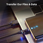 Magnetic Charging Cable (6-Pack,1.6+3.3+3.3+6.6+6.6+10ft) 540° Rotation Magnet Phone Charger USB C Cable 3A Fast Charging Magnetic Charger Cable with LED Light for Micro USB Type C Device