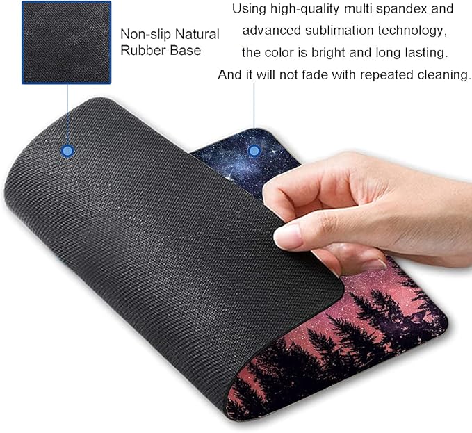 Hokafenle Square Mouse Pad, Galaxy Mouse Pad, Mouse Mat Square Waterproof Mouse Pad Non-Slip Rubber Base MousePads for Office Laptop, Pines Trees