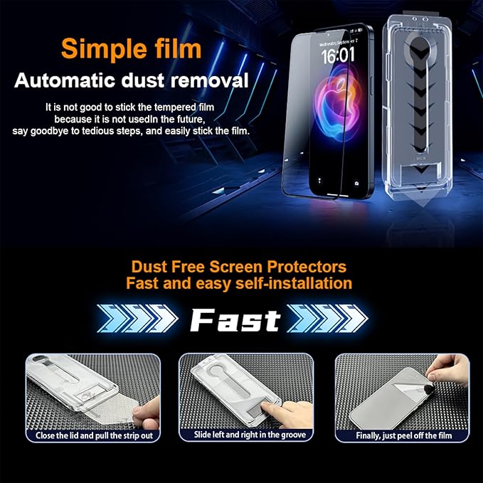 OneFish Privacy Screen Protector for IPhone 14 Pro Max Anti-Spy Tempered Glass Dust-Free Bubble-Free Anti-Fingerprint 9H Scratch Protection & Hassle-Free Installation Frame [2-Pack]
