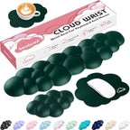 Cloud Wrist Rest for Computer Keyboard, 4-in-1 Memory Foam Leather Cloud Keyboard Wrist Rest and Mouse Pad Set with Ergonomic Support for Arm and Palm Cushion, Gaming/Work Setup, Dark Green