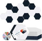 Mollywell Hexagon Acoustic Panels, High Density, Soundproofing, Decorative Noise Reduction Felt Wall Tiles for Ceilings, Home Office & Gaming Room (Deep Blue and White), 14x12x0.4 Inch