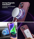 Magnetic for iPhone 15 Case [Compatible with MagSafe][Built-in Camera Lens Protector] Slim Soft Silicone Bumper Shockproof Metallic Shine Phone Case (Burgundy)
