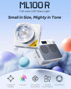 Godox ML100R 110W RGB Portable LED Video Light, 1800K-10000K, Full HSI & CCT 1800K–10,000K, CRI 95+, 14 FX, App/Onboard Control, Compact Pocket Light for Filmmaking, Live Streaming, Video Photography