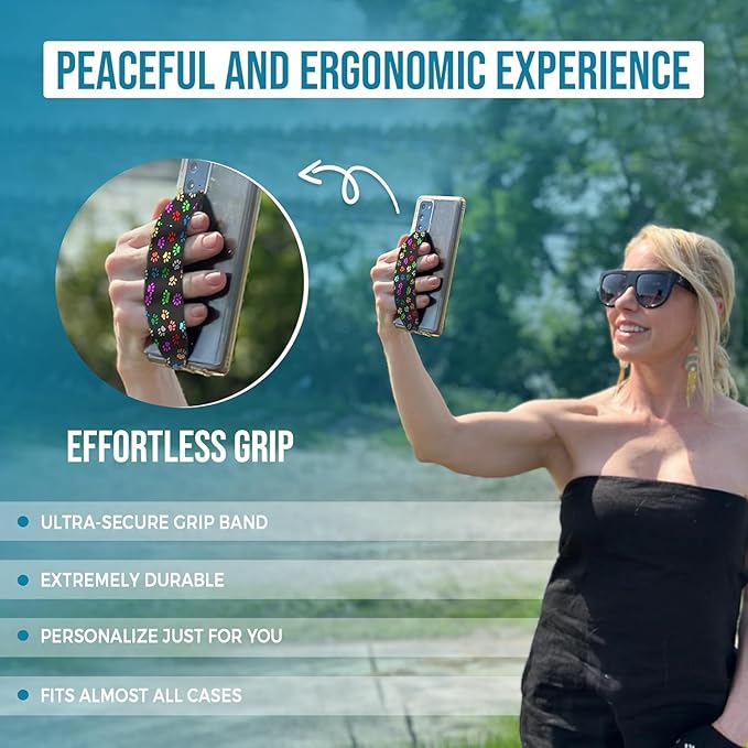 Phone Grip Strap - Reversible Finger Holder for Phone Back, Customizable Anti-Slip Design, Wireless Charging Compatible Detachable Holder for iPhone - Wild Tiger