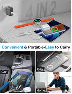 4-in-2 Multi Charging Cable for Apple Watch Charger/Samsung/iPhone Charger,Car/Office/Camping/Travel Essentials,Type C Cable Cord for iWatch Ultra/10-2/iPhone 16-11/Samsung S25-S20,iPad,airPods-White