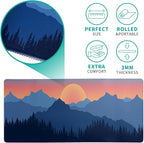 Japanese Mountain Landscape Gaming Mouse Pad Extended Large Mousepad with Nonslip Rubber Base Stitched Edges Laptop Computer Keyboard Desk Mat for Office Home and Game 31.5 X 11.8 Inch