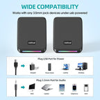 Computer Speakers,with 7 Colorful RGB Lights, Headphone Jack, Enhanced Bass and Volume Control, PC Speakers USB Powered Gaming Speakers for Laptop Monitor PC Tablet Phone