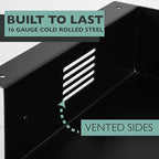 Ilyapa Under Desk CPU Mount, Steel Under Desk Computer Mount Vented Sides, PC Wall Storage, Laptop Stand, Shelf for Office Storage, 4x12x11 Inches