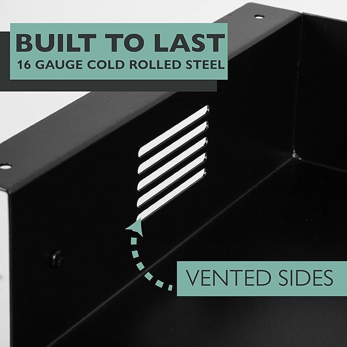 Ilyapa Under Desk Mount, Steel CPU Under Desk Computer Mount with Vents for Home Office Storage, Gaming Console Shelf - 2.8 x 8.1 x 8.5