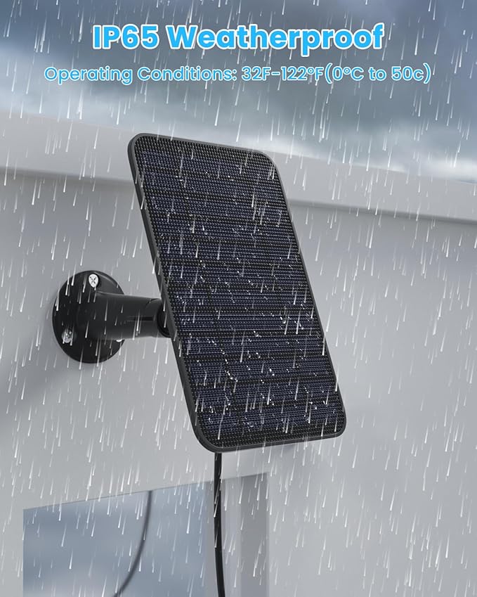 5W Solar Panel for Blink Camera Outdoor, Solar Panel Charger with Battery Compatible with New Blink Outdoor 4 (4th Gen) Camera, with 13.1ft Cable, IP65 Weatherproof, Includes Secure Wall Mount, 1 Pack